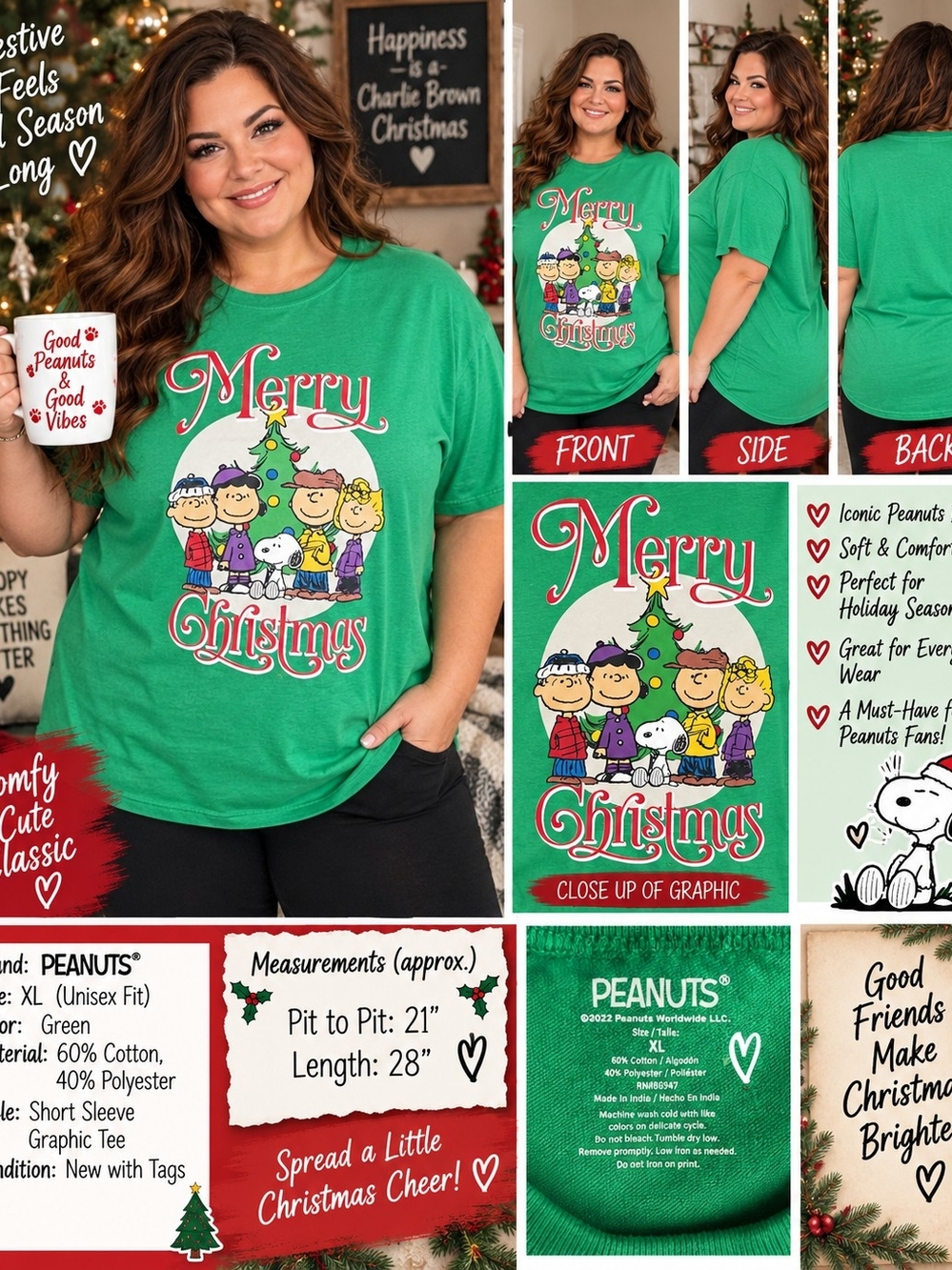 P177 🎄 Merry & Bright Peanuts Christmas Tee 🎄